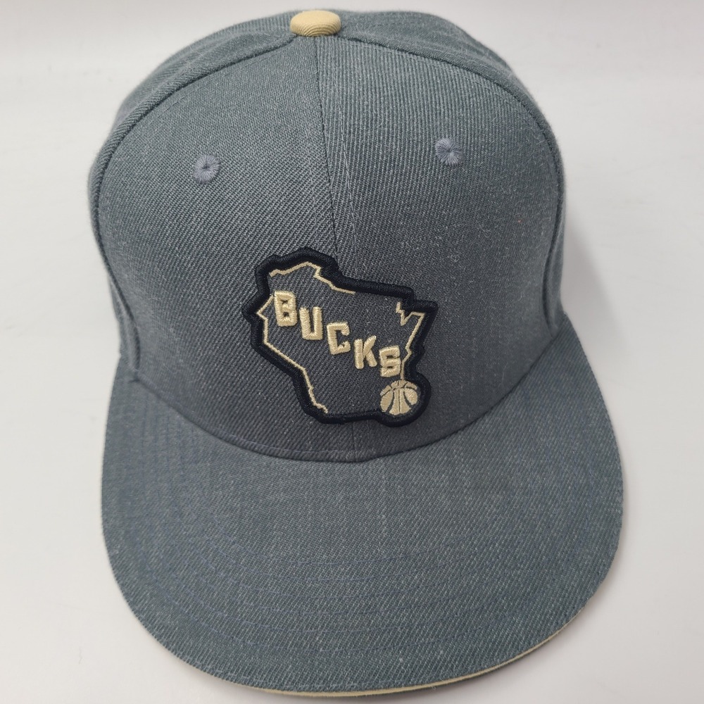 Milwaukee Bucks Hat Adjustable Gray Beige NBA Basketball BMO SGA Wool‎ Blend Men